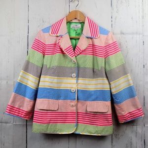 Andrea Becker Multi Colored Blazer/Jacket Size 10. Spring EASTER colors pink